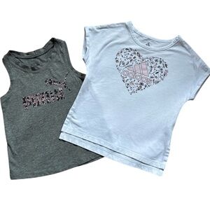 Adidas Kids' White Heart Graphic Tee and Puma Gray and Pink Tank Top Bundle 3T